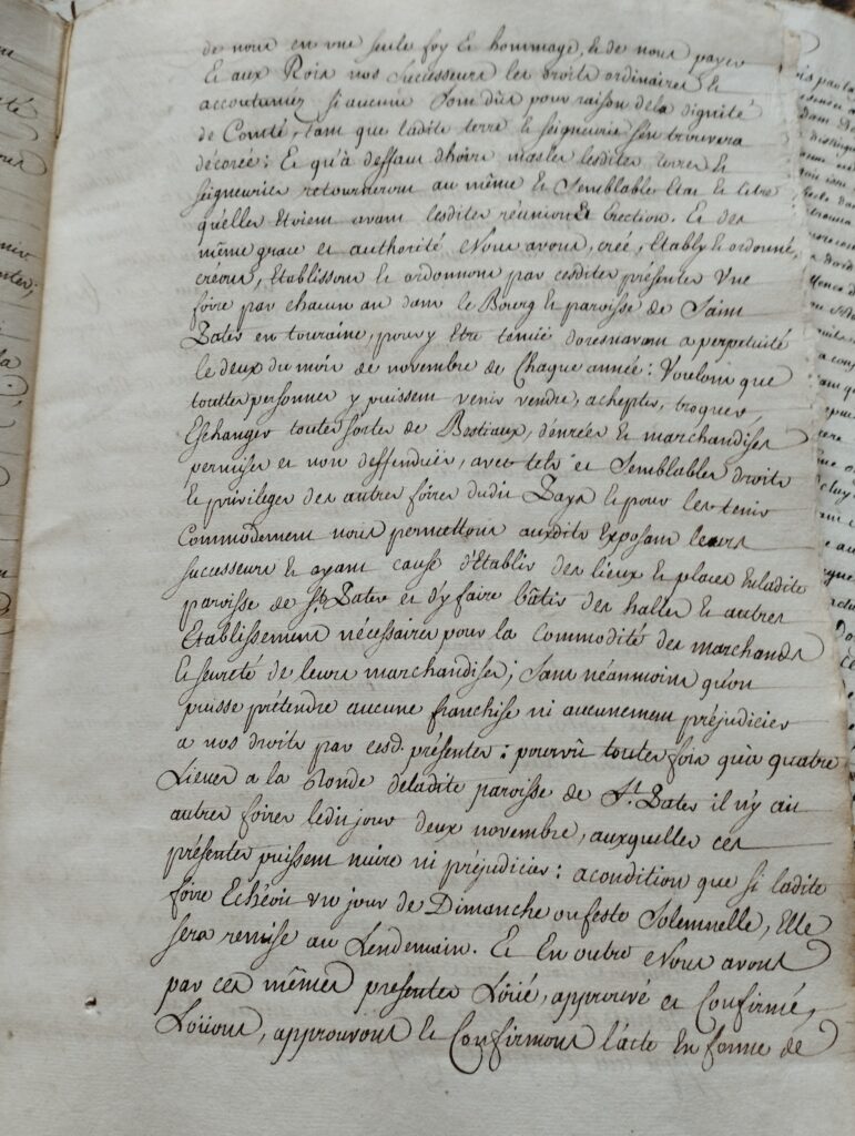 Lettres Patentes érection comté des Escotais