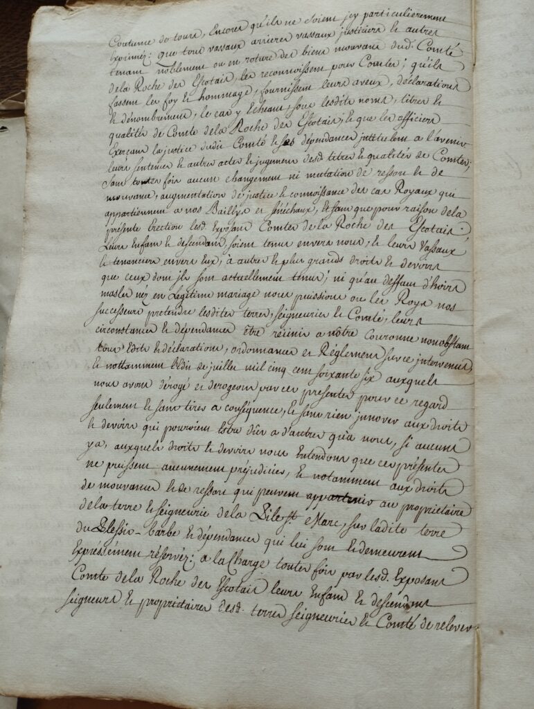Lettres Patentes érection comté des Escotais