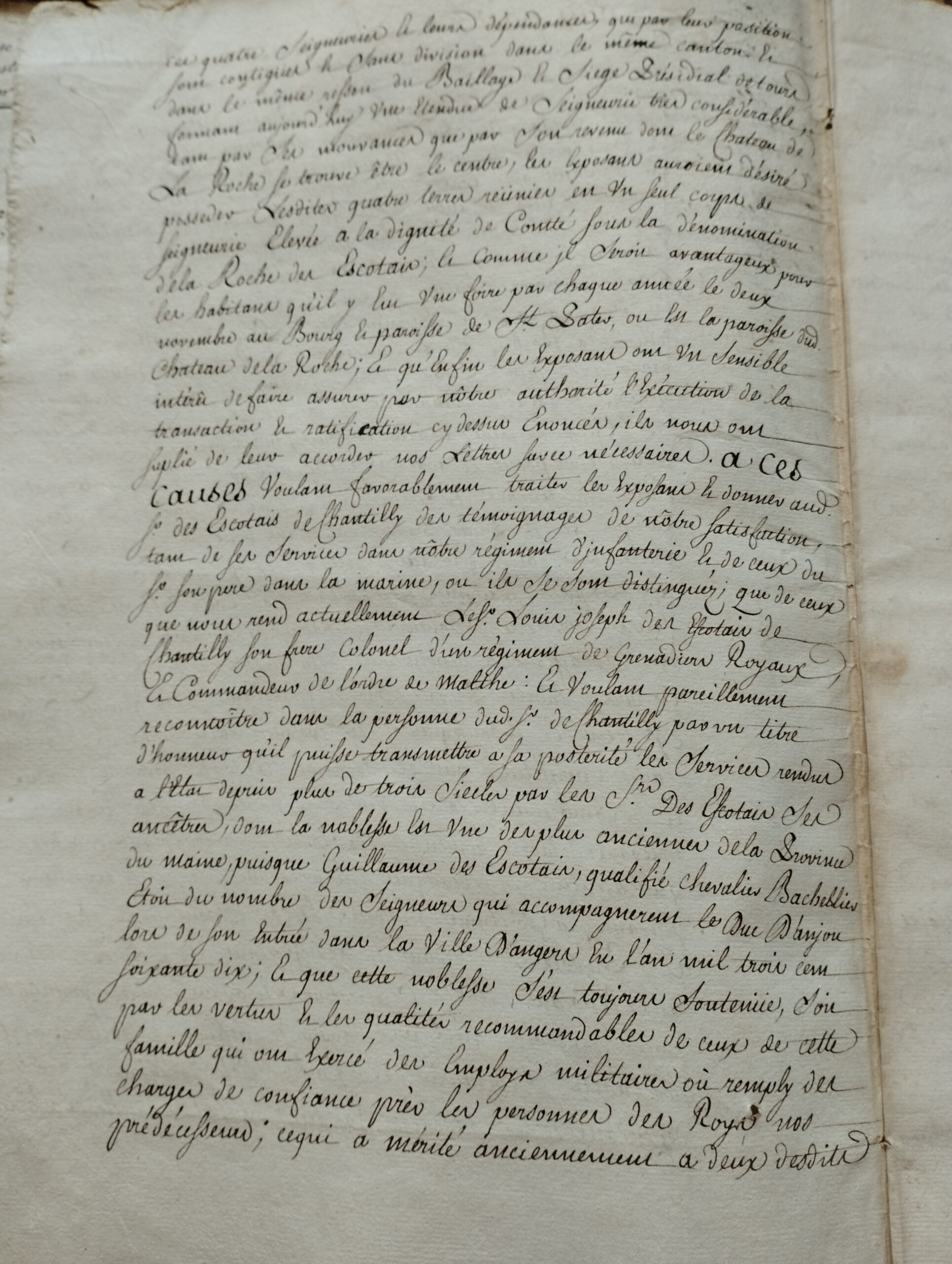 Lettres patentes d’érection du comté des Escotais